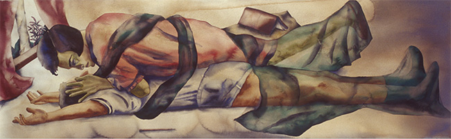 Lovers, 1998 | Watercolour on paper 22 x 70 inches