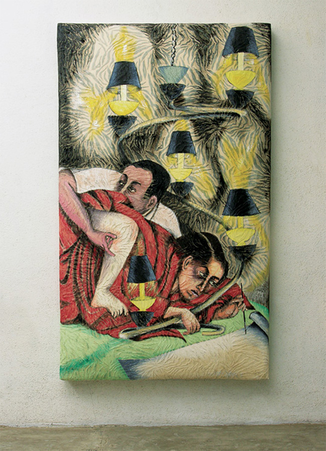Nocturne, 2005 Acrylic on mattress 78 x 46 x 7 inches