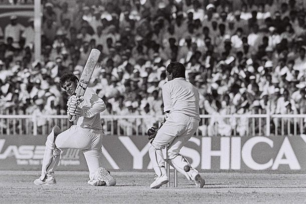 Mohammed Azharuddin, batting in an India-Pakistan match at the Sharjah Cup, 1990